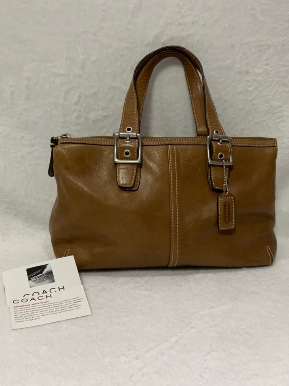 Vintage Coach Legacy 9545 Camel Leather Tote Bag Satchel Nickel Hardware